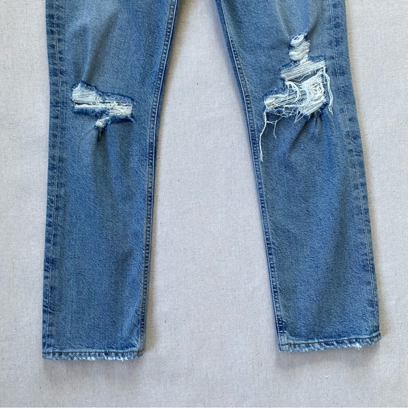 Agolde Riley Distressed Button Fly High Rise Jeans - Picture 4 of 14